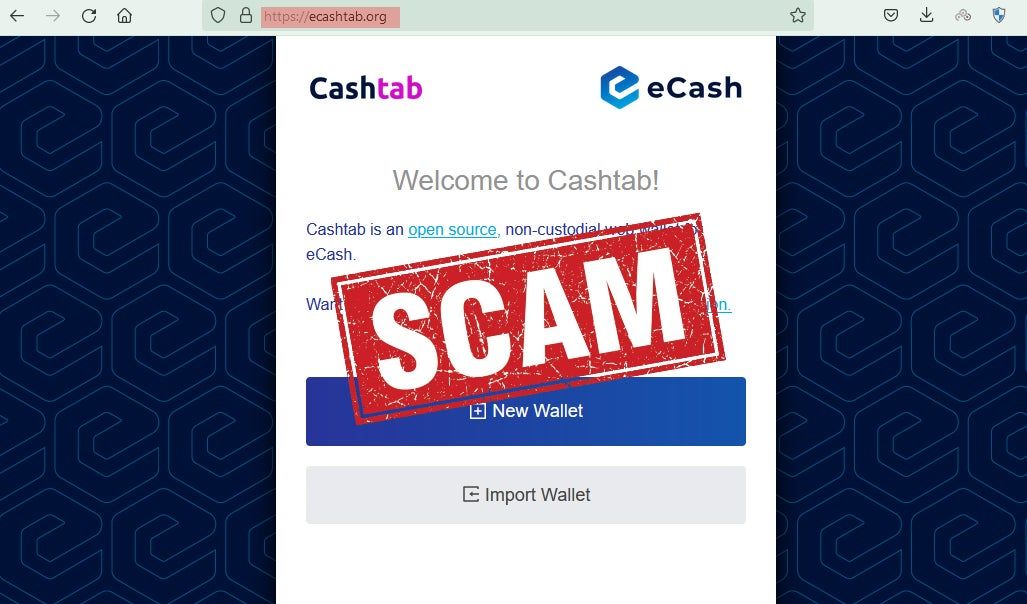 r/ecash -  SCAM ALERT: mybchawallet.org and ecashtab.org